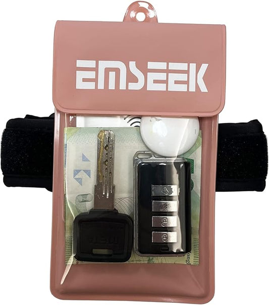 Armband Waterproof wallet Floating Surf Car Key Fob Case Beach dry bag ankle Waterproof Pouch Holder For GPS Key Money Credit Vaccine Card Driver License ID Badge (Pink)