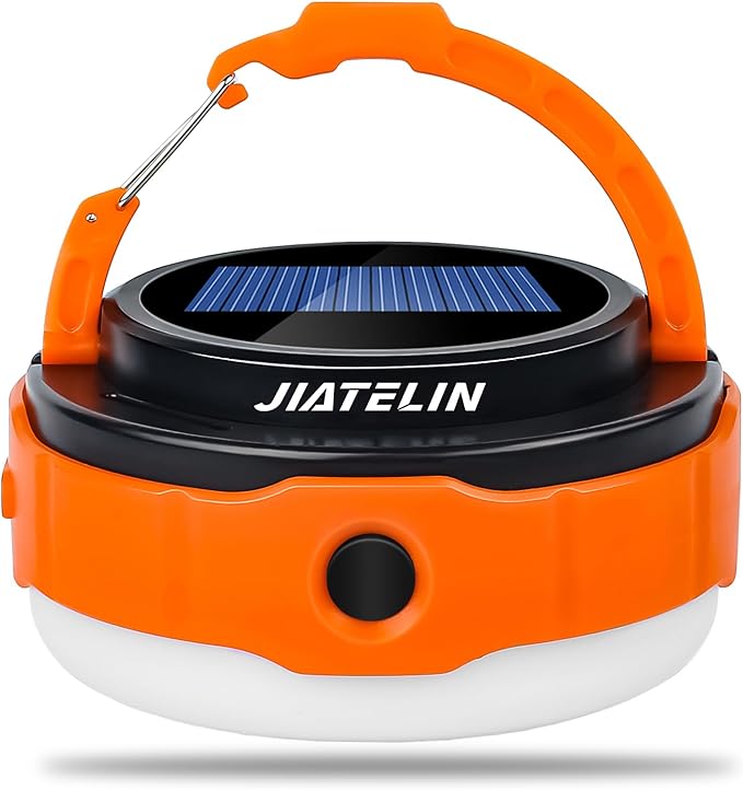 LED Rechargeable Camping Latern -Blue/Orange Solar Power Tent Light with 7 Light Modes, Power Bank, USB Charger Outdoor, Hiking, Home and Powered Emergency Failure Hurricane Hanging (Orange)