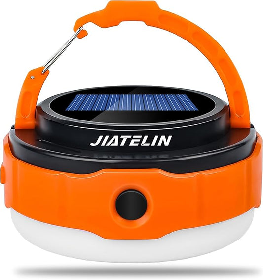 LED Rechargeable Camping Latern -Blue/Orange Solar Power Tent Light with 7 Light Modes, Power Bank, USB Charger Outdoor, Hiking, Home and Powered Emergency Failure Hurricane Hanging (Orange)