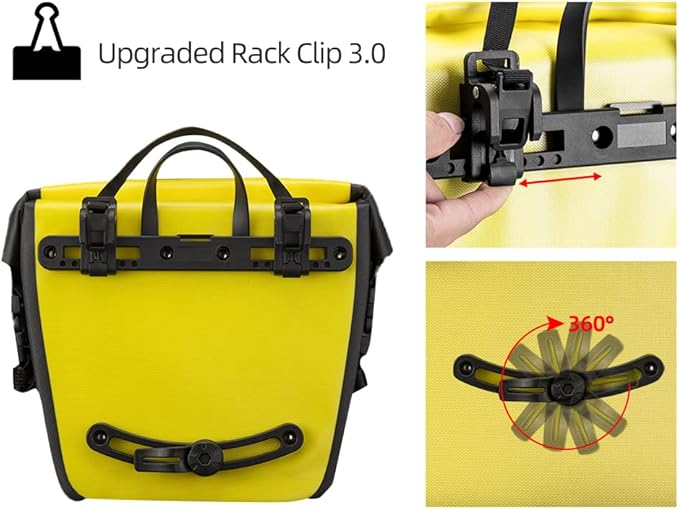 ROCKBROS Front Roller Panniers Bag Front Rack Bike Bag Sturdy Shelf Package with Carrying Handle & Free Shoulder Strap for Touring Picnic Commuting 1 Pair