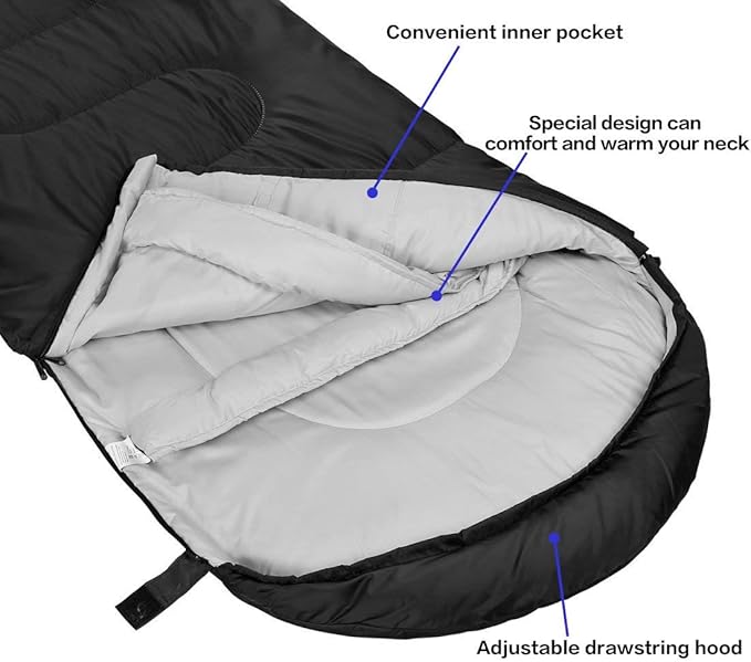 Sleeping Bag,3-4 Seasons Warm Cold Weather Lightweight, Portable, Waterproof Sleeping Bag with Compression Sack for Adults & Kids - Indoor & Outdoor: Camping, Backpacking, Hiking