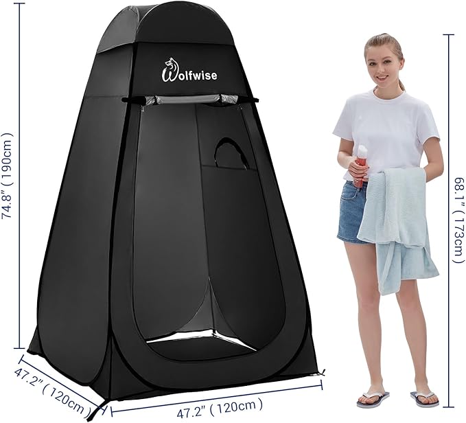 WolfWise Pop Up Privacy Shower Tent Portable Outdoor Sun Shelter Camp Toilet Changing Dressing Room