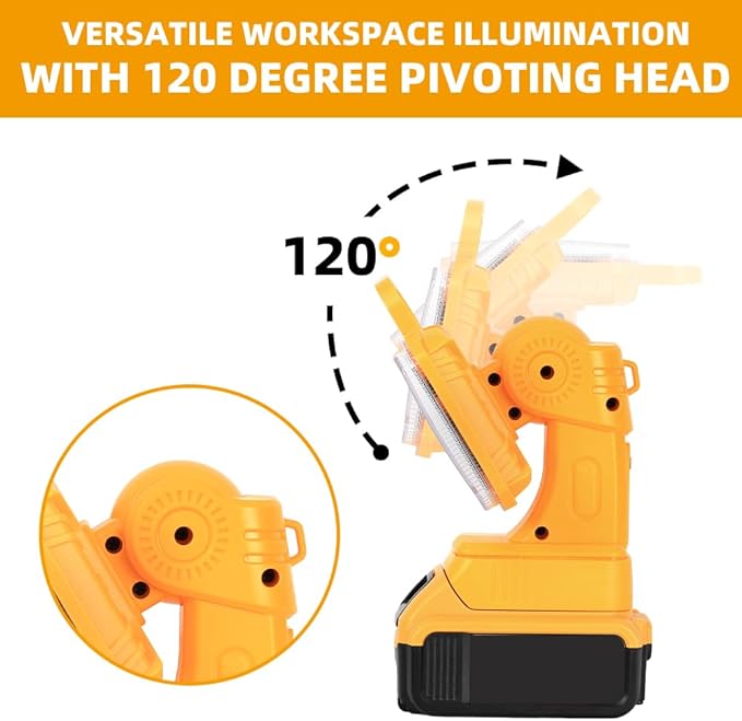 2000LM Light Compatible with Dewalt 20V Max Lithium-ion Battery, 18W Flashlight with USB Port, LED Work Light for Emergencies, Camping, Outdoor, Indoor(Battery not Included)