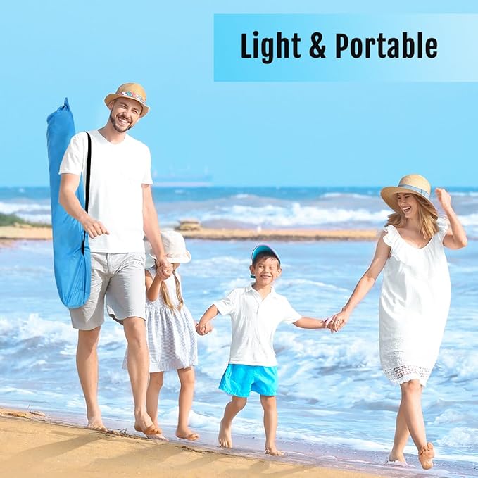 WhiteFang Deluxe Pop Up Beach Tent Sun Shade Shelter for 3-4/5-6 Person, UV Protection, Extendable Floor with 3 Ventilating Windows Plus Carrying Bag, Stakes, and Guy Lines