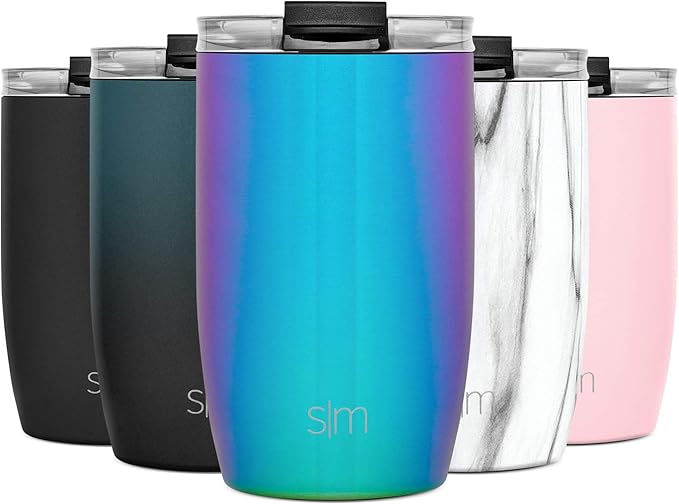 Simple Modern Travel Coffee Mug Tumbler with Clear Flip Lid | Reusable Insulated Stainless Steel Coffee Thermos | Gifts For Men, Women, Mom, Dad | Voyager Collection | 12oz | Prism