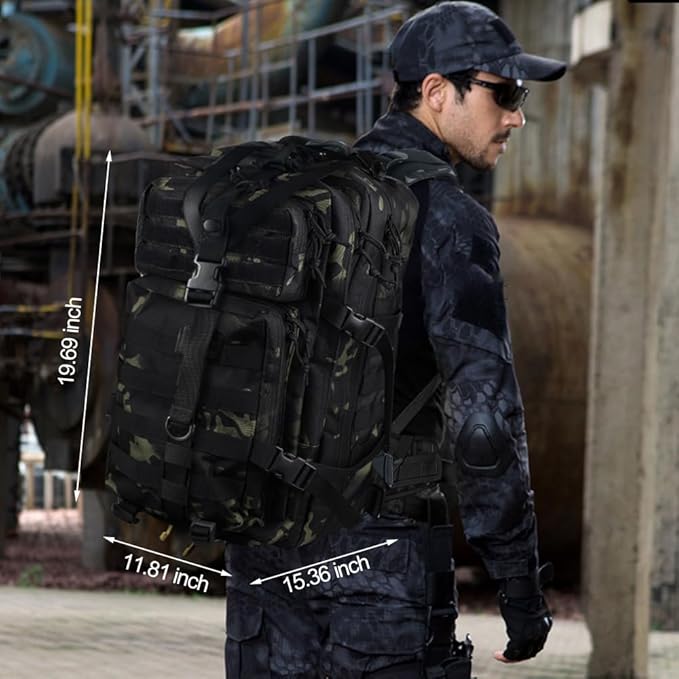 EMDMAK Military Tactical Backpack, 42L Large Military Pack Army 3 Day Assault Pack Molle Bag Rucksack