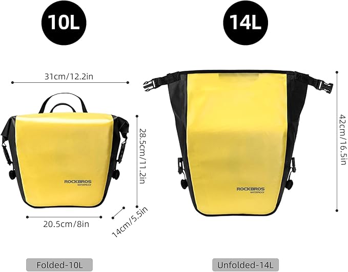 ROCKBROS Front Roller Panniers Bag Front Rack Bike Bag Sturdy Shelf Package with Carrying Handle & Free Shoulder Strap for Touring Picnic Commuting 1 Pair