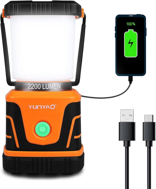 LED Camping Lantern Rechargeable,2200LM,4 Light Modes,4800mAh Power Bank,Perfect Lantern Flashlight for Power Outages, Emergency,Hurricane,IP44 Waterproof,Portable Light for Hiking ,USB Cable Included