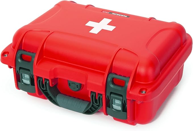 NANUK 915 Waterproof First Aid Box Empty – Durable, Medical First Aid Organizer Case, IP67-Rated, Dustproof, Impact-Resistant, and Floats (7.4" x 4.9" x 3.1") – Red
