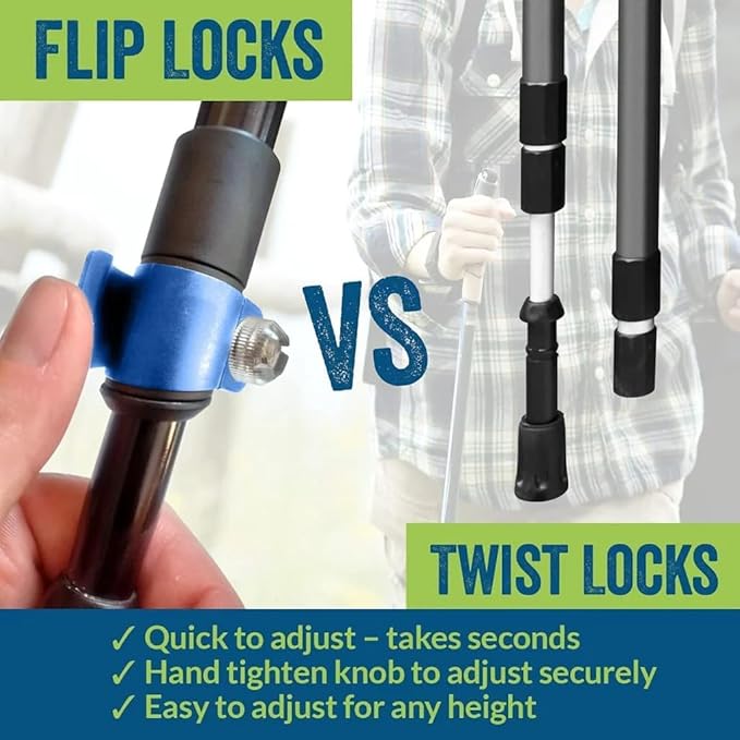 York Nordic Motivator Walking Poles for Balance and Rehab - Patented Stability Grips - Lightweight, Adjustable, and Collapsible - 2 Pieces Adjustable w/flip Locks - Heights 4'6" up to 6'2" - 230 lbs