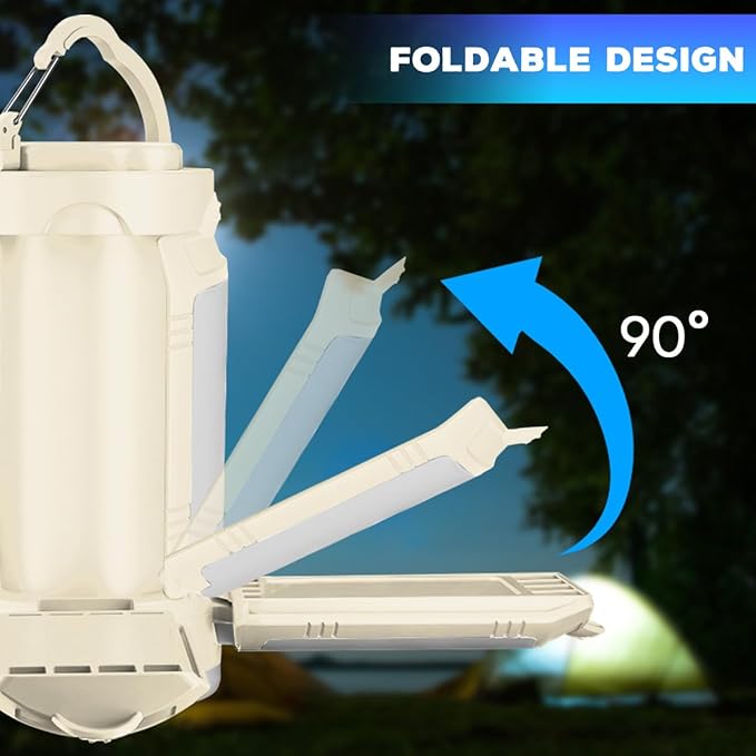 Foldable Camping Lantern, Rechargeable Camping Lights, 4000LM, 6 Light Modes, IPX4 Waterproof Tent Lights for Power Outages, Emergency, Hurricane, Hiking, 2-Pack