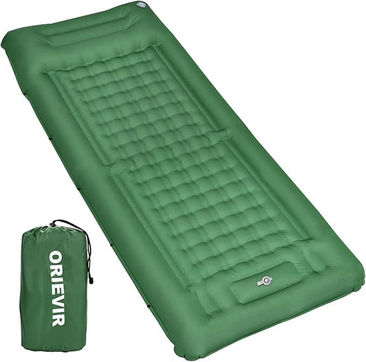 Camping Sleeping Pad, Self Inflating Air Mattress Extra Thickness 4.7 Inch Single Sleeping Pad with Built-in Pillow and Foot Pump for Tent Hiking Traveling