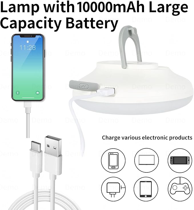 Camping Lantern LED Work Light 6500K Flashlight Portable Camping Lantern Rechargeable Light,IPX5 Waterproof,10000mAh Emergency Power Supply with Magnet(White Light)