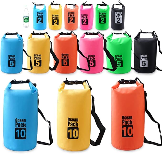 Outdoor Dry Sack/Floating Waterproof Bag 2L/3L/5L/10L/15L/20L/30L for Boating, Kayaking, Hiking, Snowboarding, Camping, Rafting, Fishing and Backpacking (Pink, 15L)