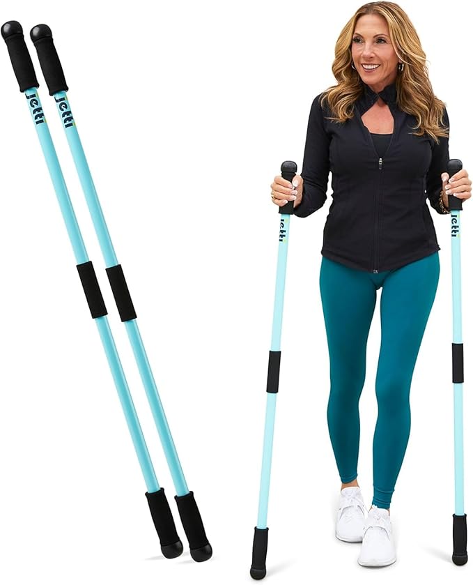 Weighted Walking Sticks for Seniors, Women & Men – 1.2lb Each Ergonomic Hiking Poles for Balance, Posture & Stability – Durable Trekking Poles for Walking
