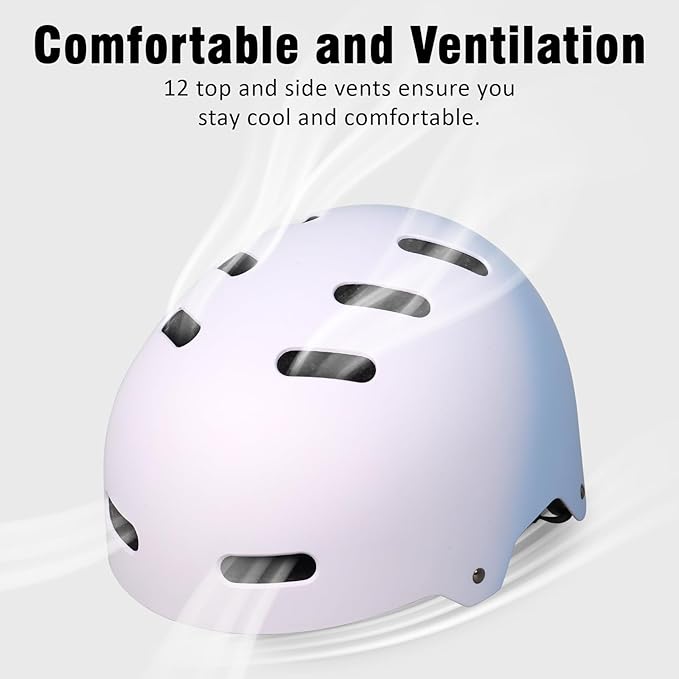 Skateboard Bike Helmet for Adults Women Men Youth Kids (2-3-5-8-14+ Years Boys Girls) - Lightweight Multi-Sport Adjustable Helmets for Bicycle Skateboard Scooter Skate Cycling