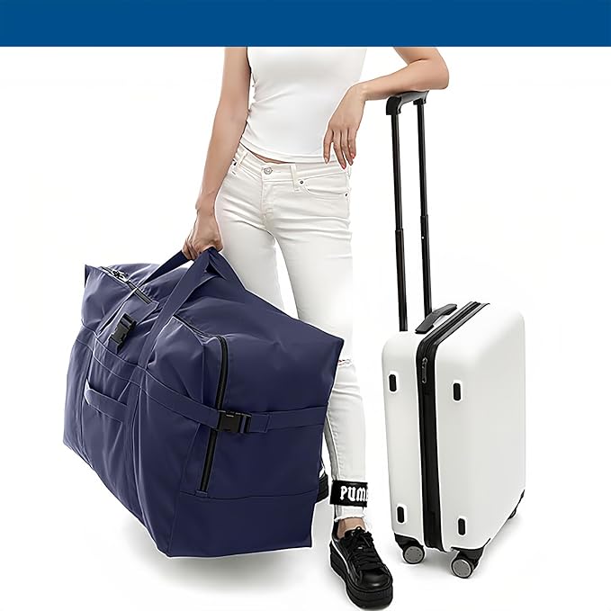 Large Duffel Bag, Waterproof Carry on Weekend Overnight Storage Bag over Luggage for Airline, Travel, Camping, Moving
