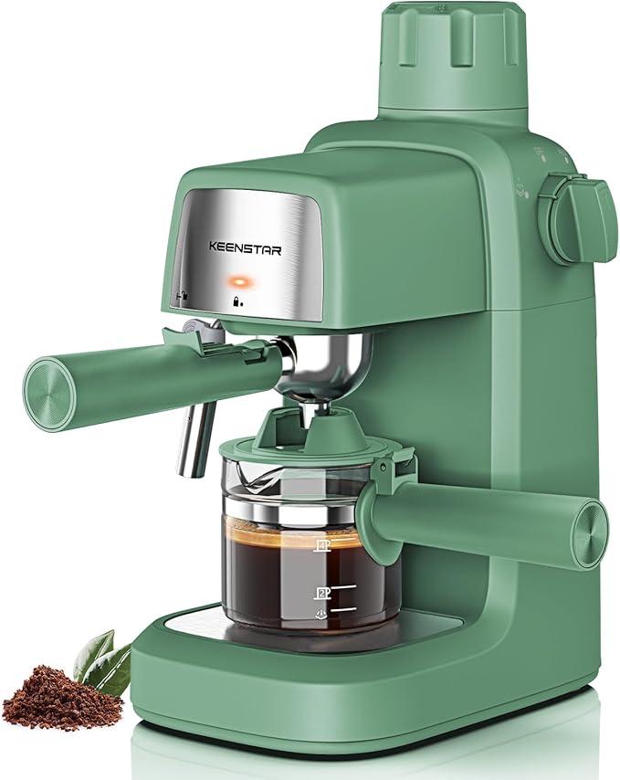 3.5Bar Espresso Machine with Milk Frother, 800W Compact Espresso and Cappuccino Machine with Preheating Function, 4 Cup Espresso Maker for Cappuccino or Latte, Gift for Coffee Lover