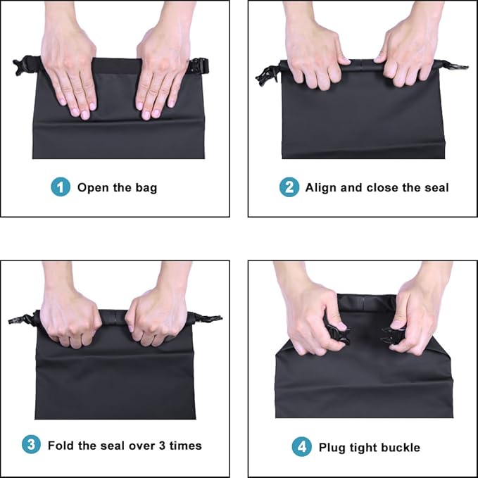 Waterproof Dry Bag Lightweight Sack for Outdoor Water Recreation Beach Boating Camping Fishing Kayaking with a Waterproof phone pouch (Matte Black, 10L)