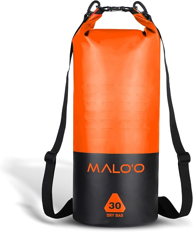 Malo’o 30L Heavy Duty 100% Waterproof Roll-Top Dry Bag Backpack – Keeps Gear Dry for Fishing, Rafting, Kayaking, Beach, Boating, Hiking, and Camping - Travel Safe - Easy To Use Dry Bag Backpack