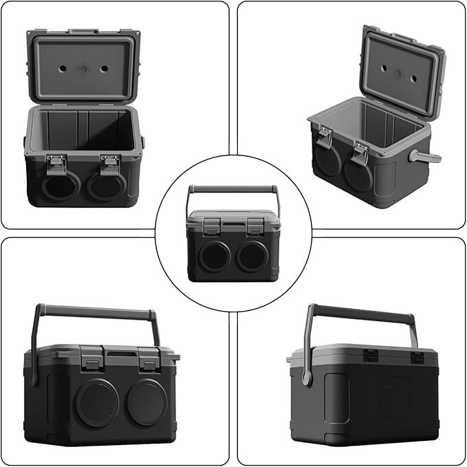 Camp Cooler with Bluetooth Speaker 22 Quart，48 Hours Ice Retention, Portable Handle, Outdoor Camping Cooler for BBQs, Beach, Hiking