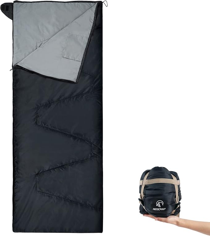 REDCAMP Ultra Lightweight Sleeping Bag for Backpacking, Comfort for Adults Warm Weather, with Compression Sack