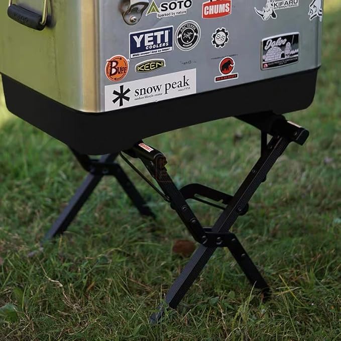 Folding Cooler Stand Frame with Carry Bag | Anti-Slip for Camping, Hiking, BBQ, Cooking, Picnic, Outdoor | Light Weight Foldable Fridge Ice Box Holder