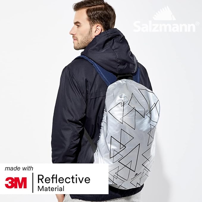 Salzmann Reflective Backpack Cover | High Visibility, Waterproof & Weatherproof | Ideal for Cycling, Running & Hiking | Made with 3M Scotchlite