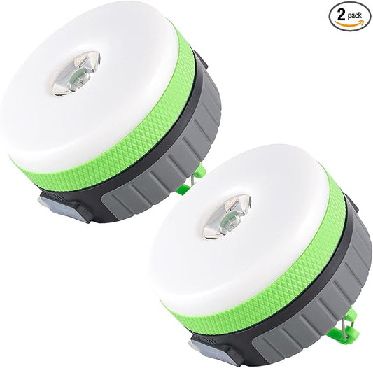 LIT-PaTH LED Camping Lantern, Rechargeable Light with Magnet Base, 2200 mAh, Survival Kit for Emergency, Hurricane, Outage, Medium Green, 2 Pack