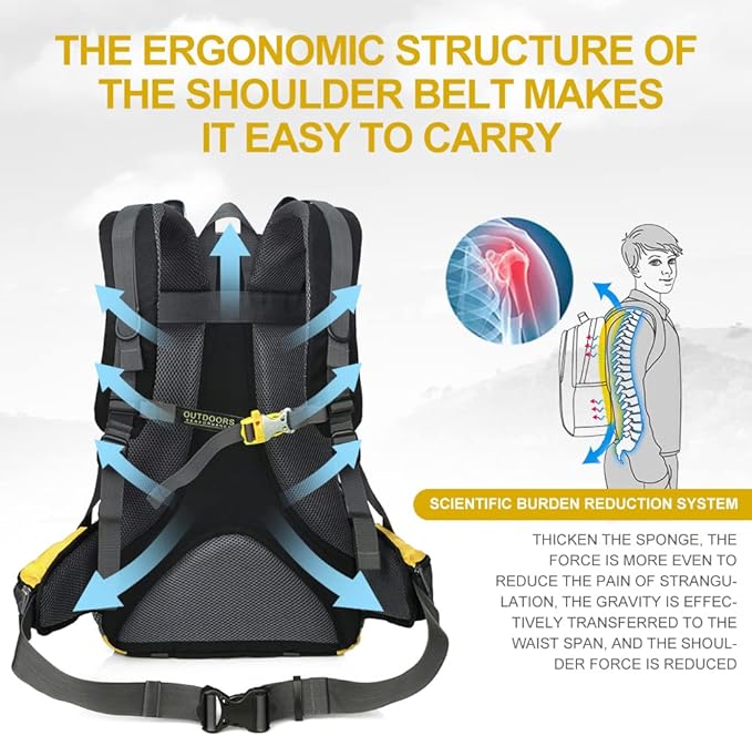 INOXTO lightweight Hiking Backpack 35L/40L Hiking Daypack with Waterproof Rain Cover for Travel Camping Outdoor Men and Women