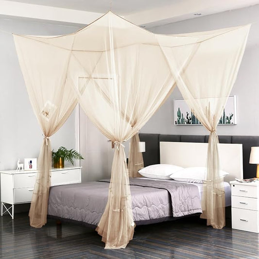 Mengersi Mosquito Net for Bed Canopy,Four Corner Post Canopy Bed Curtains for Twin/Twin XL Size Bed,Bed Curtains for Patio Indoor Outdoor Net