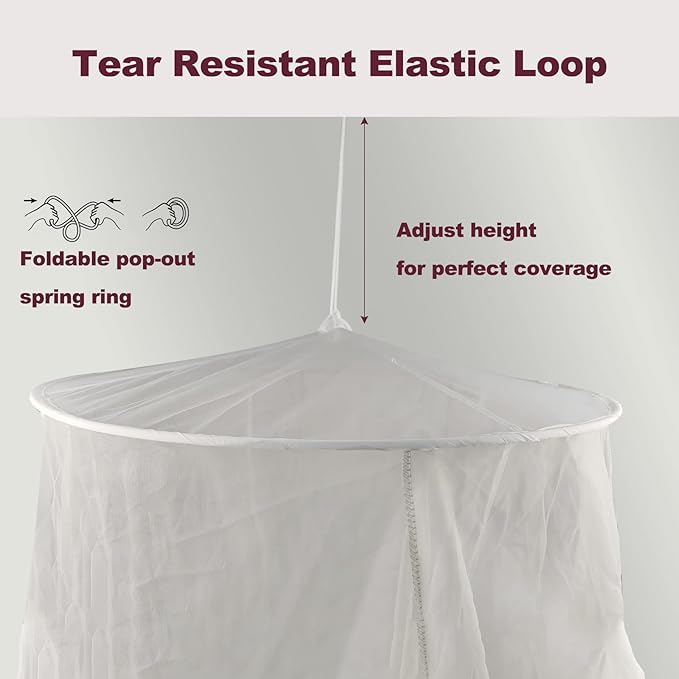 No-See-Um Mesh Square Conical Mosquito Net for Queen Even King Bed, 2 Entries Camping Screen House Grey Color Indoor & Outdoor Use