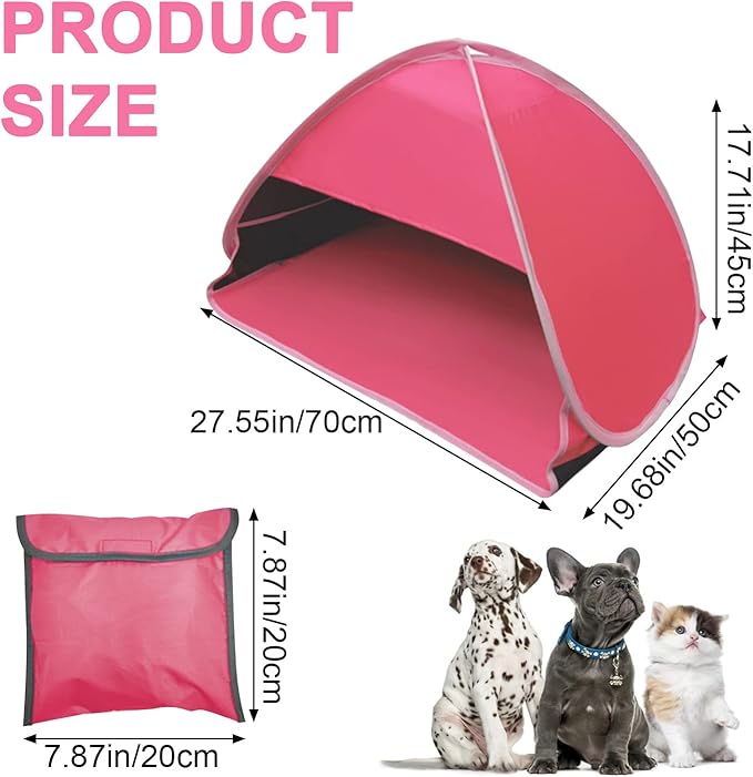 Mini Head Shelter Tent, 1 Pack Foldable Pop Up Beach Tent Sun Shelter for Anti-UV Pet Beach Sun Shelter for Outdoor Camping Picnic Beach, Pink-Vinyl M