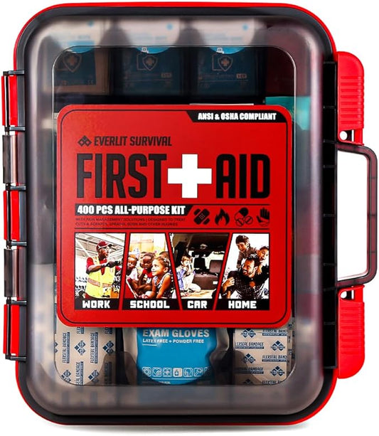 EVERLIT 400 Pcs Emergency First Aid Kit Medical Kit Professional Med Kit Supplies for Preparedness, Survival, Office, School, Home, Disaster, Car, Business, Restaurant