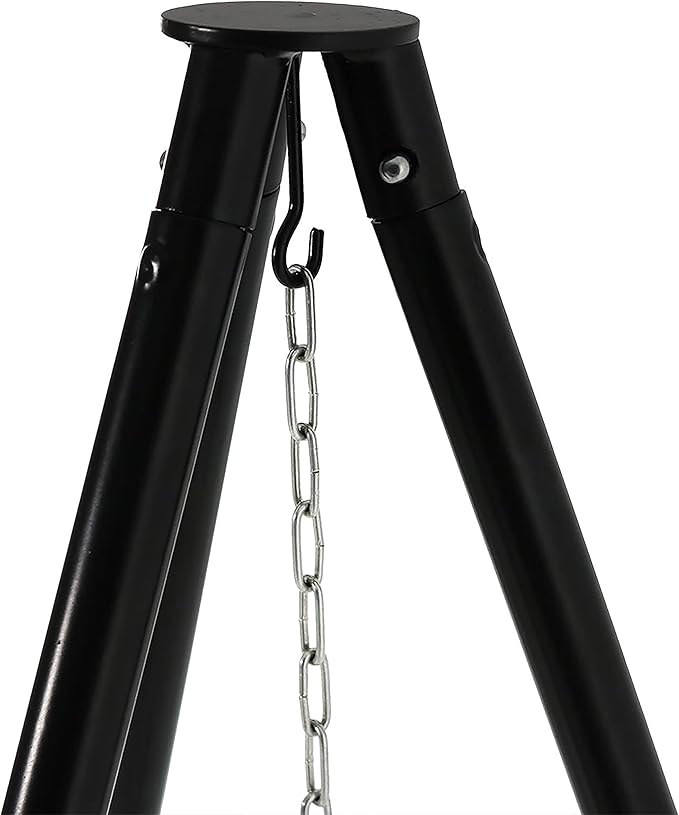 Sunnydaze Outdoor Fire Pit Tripod Cooking Grill System - Black Steel Grate and Legs - 22-Inch