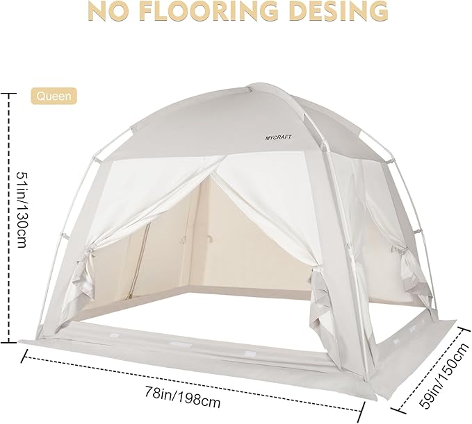 Bed Tents Canopy Bed–Privacy Dream Tent for Cozy Indoor Sleeping, Light-Reducing,and Breathable, with 4 Doors Floor Tent Bed–Available in Twin, Full, and Queen Sizes