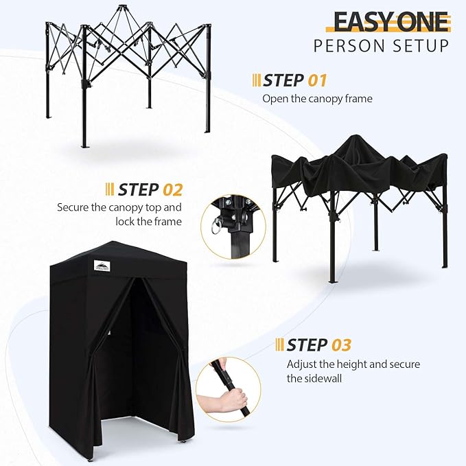 EAGLE PEAK Flex Ultra Compact 4x4 Pop-up Canopy, Sun Shelter, Changing Room, Portable Privacy Canopy Cabana for Pool, Fashion Photoshoots, or Camping, 4x4 ft, Black