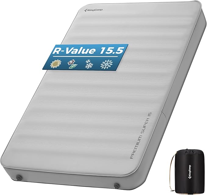 KingCamp 6" Thick Self-Inflating Camping Sleeping Pad, 4-Season Outdoor Sleeping Mat, Waterproof & Durable, Fast Inflation, Ideal for Camping, Hiking, Car, Tent