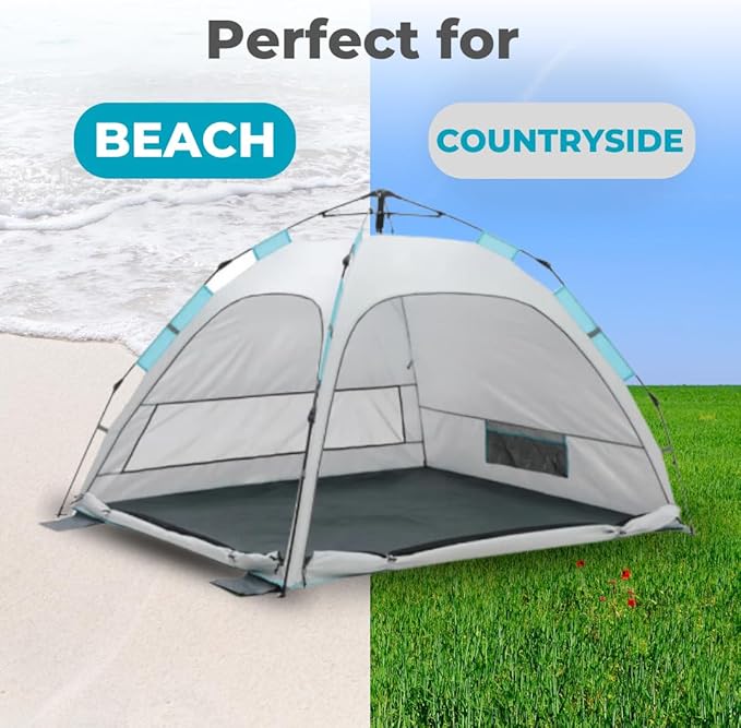 2-Person Pop-Up Camping Tent – Instant Setup, Water-Resistant, Lightweight Dome with Dual Mesh Doors & Extensible Porch – Ideal for Beach, Hiking & Backpacking