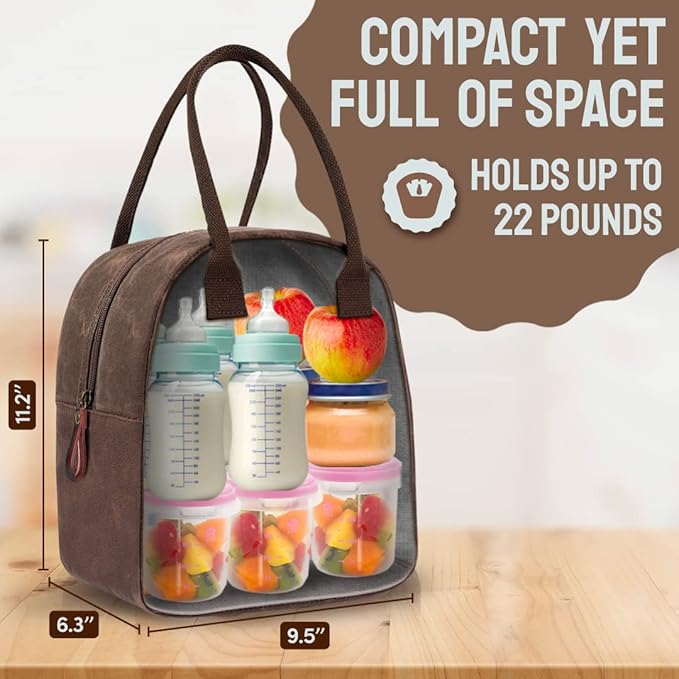 Insulated Lunch Bag for Women & Men (Chocolate Brown)