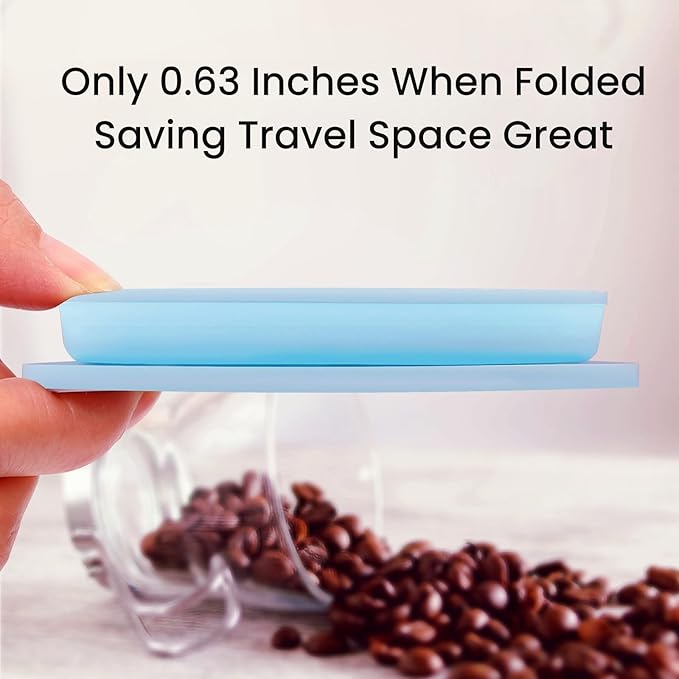 Travel Kettle Electric Foldable, Portable Electric Kettle, Collapsible Kettle Silicone + Paperless Collapsible Coffee Dripper, Travel Pour Over Coffee Maker 1 Cup (Blue)