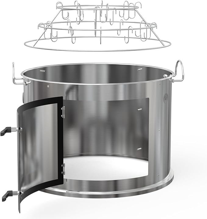 only fire Stainless Steel Grill Cooking Smoking Attachment, Charcoal, Rib Hanging System for Weber 22 inch Kettle Grills - Turns Your Kettle into Smoker