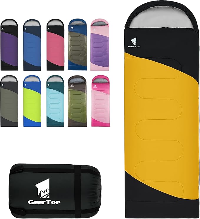 GEERTOP Backpacking Sleeping Bag for Camping, Lightweight Sleeping Bags for Adults Kids Summer Warm Cold Weather Hiking Travel