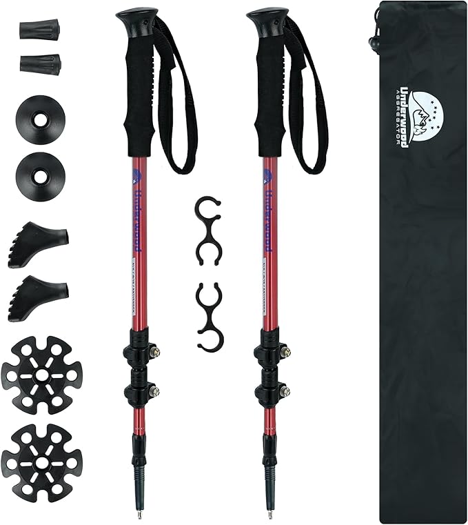 Trekking Poles Collapsible Hiking Poles - 2 Pack Adjustable Aluminum Hiking Sticks, Lightweight Walking Sticks for Women, Men, Seniors, Kids, Walking Poles for Backpacking by Underwood Aggregator