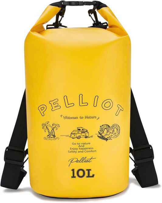 Waterproof Dry Bag 10L Tough & Water-repellent Storage Bag with Adjustable Shoulder Straps Lightweight Portable Backpack Dry Bags for Kayaking Yellow