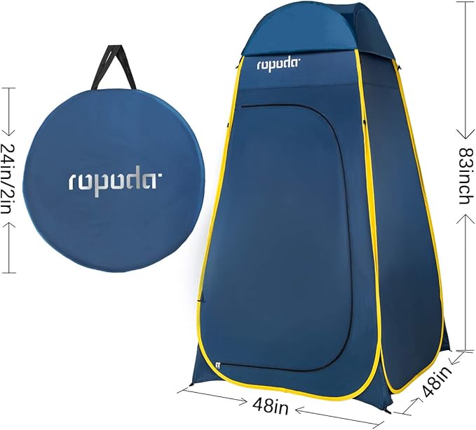 ROPODA Pop Up Tent 83inches x 48inches x 48inches, Upgrade Privacy Tent, Porta-Potty Tent Includes 1 Removable Bottom, 8 Stakes, 1 Removable Rain Cover, 1 Carrying Bag