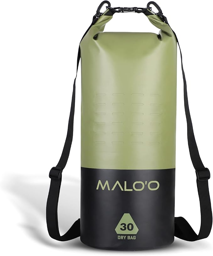 Malo’o 30L Heavy Duty 100% Waterproof Roll-Top Dry Bag Backpack – Keeps Gear Dry for Fishing, Rafting, Kayaking, Beach, Boating, Hiking, and Camping - Travel Safe - Easy To Use Dry Bag Backpack
