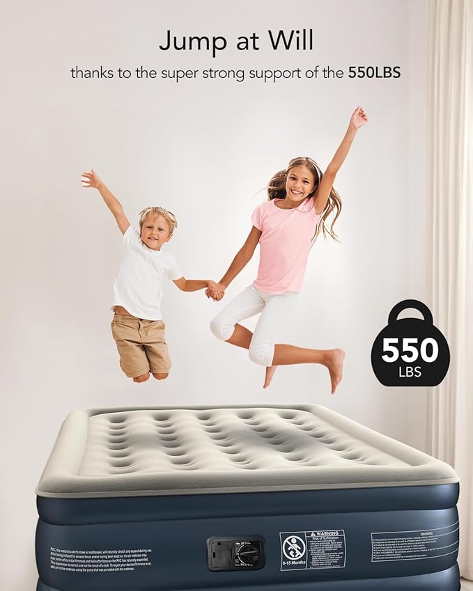 iDOO Twin Air Mattress with Built in Pump, 18" Raised Compact Blow up Mattress, Inflatable Mattress for Camping Guest Home, Portable Travel Air Bed, 2-Min Quick Inflation Deflation, Colchon inflable
