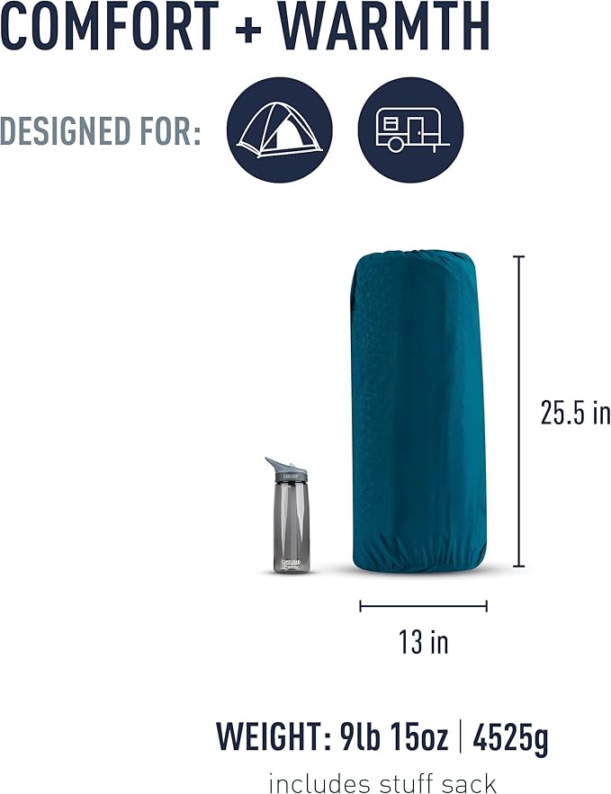 Sea to Summit Comfort Deluxe Self-Inflating Foam Double Sleeping Pad, Byron Blue