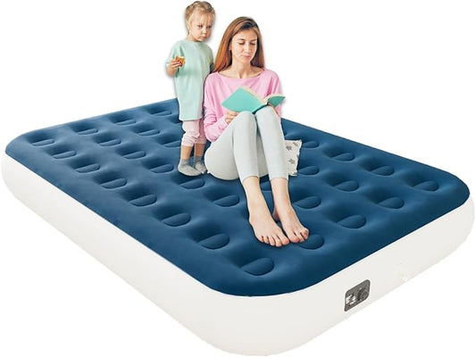 Full Air Mattress with Built in Pump,10" Blow up Air Bed, 2 Mins Quick Self-Inflation/Deflation, Foldable Inflatable Mattress for Home/Travel, 10'' Full Blue
